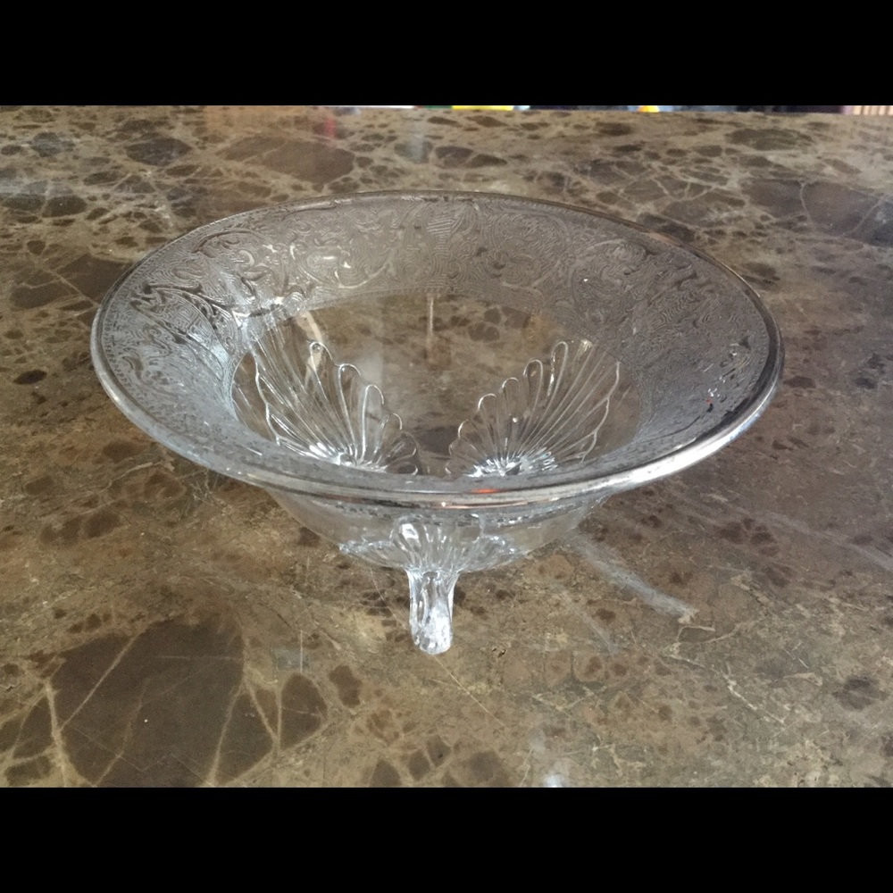 Antique Mid-Century 1950s footed Candy Glass Dish - Picture 2 of 8